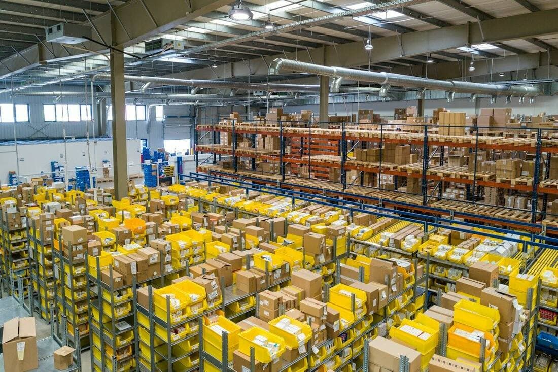 Warehouse aisle with pallet racking